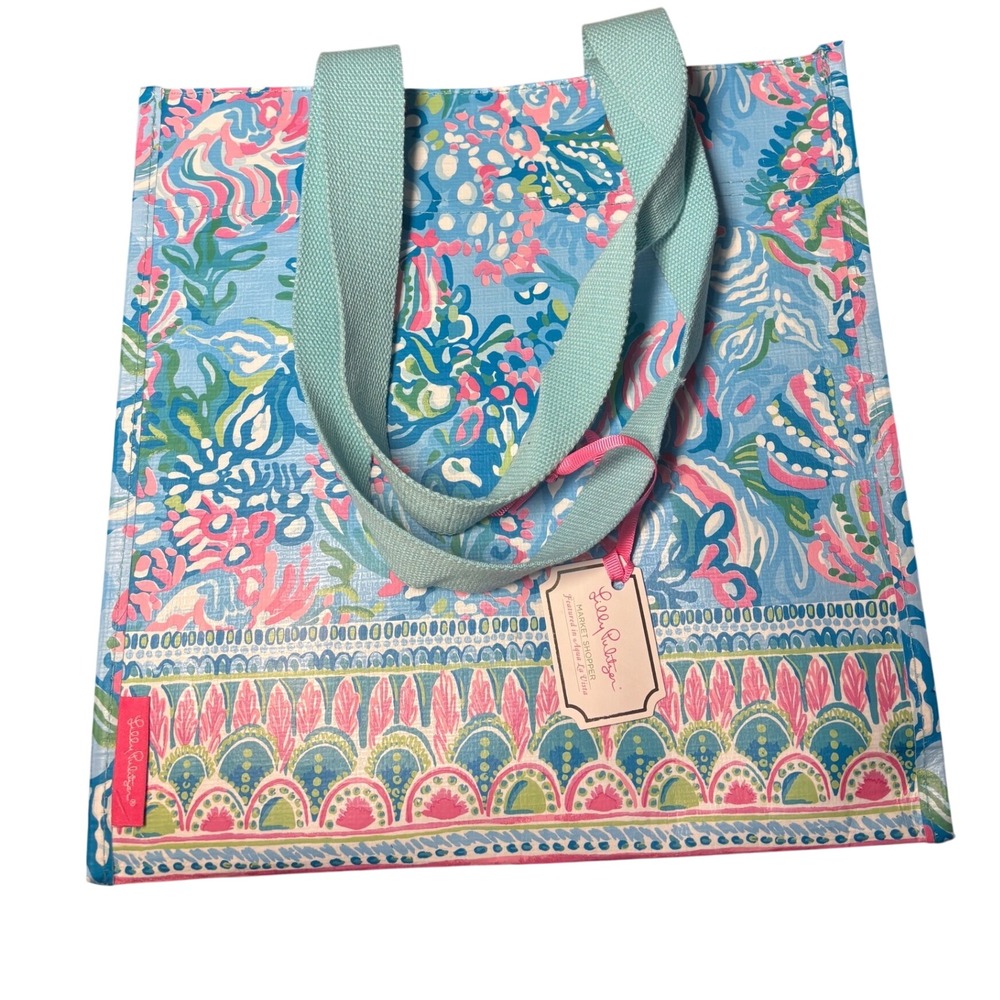 Lilly Pulitzer NWT Market Shopper Tote Bag - Aqua La Vista